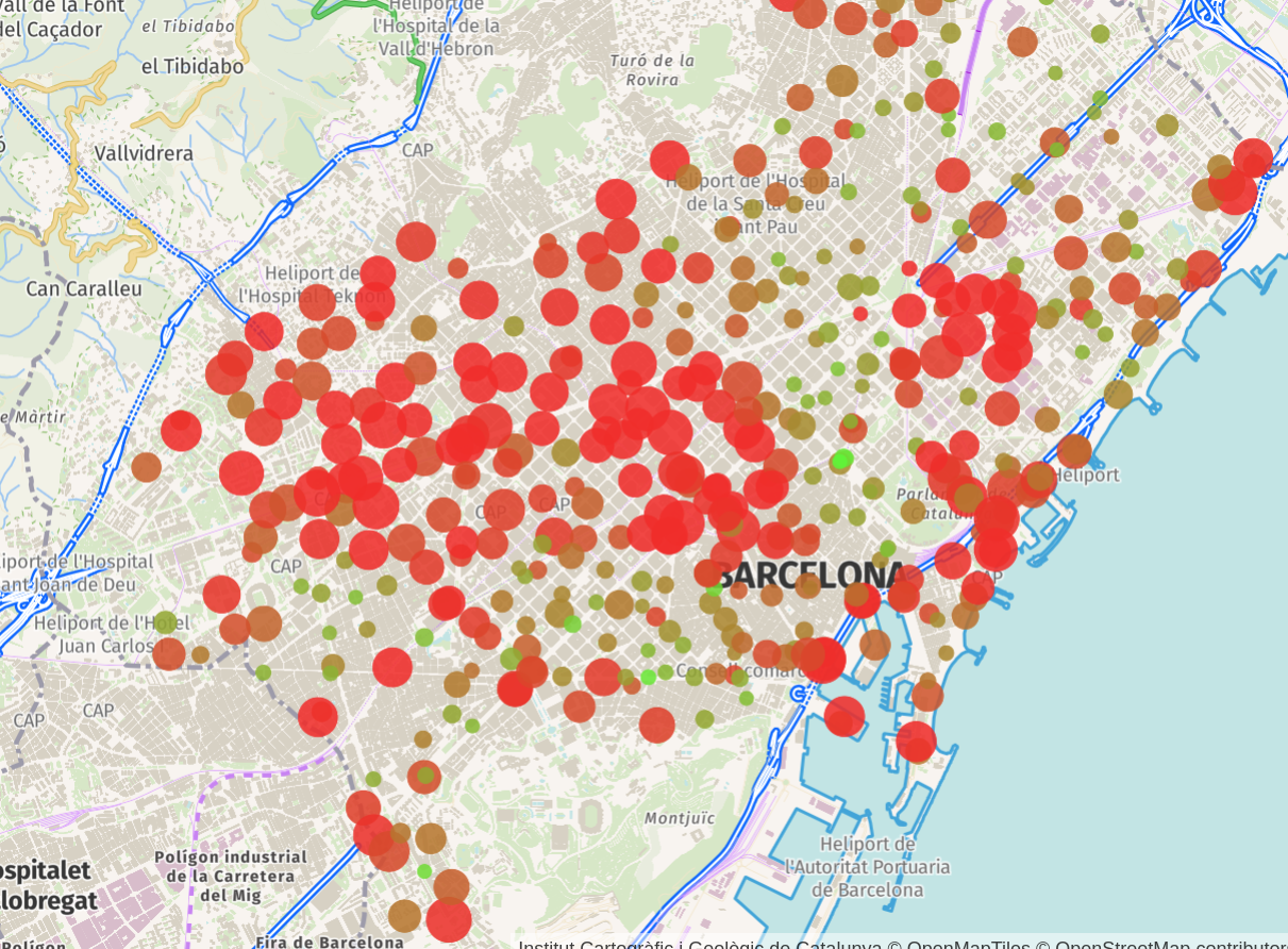mapa de servicio de bicing